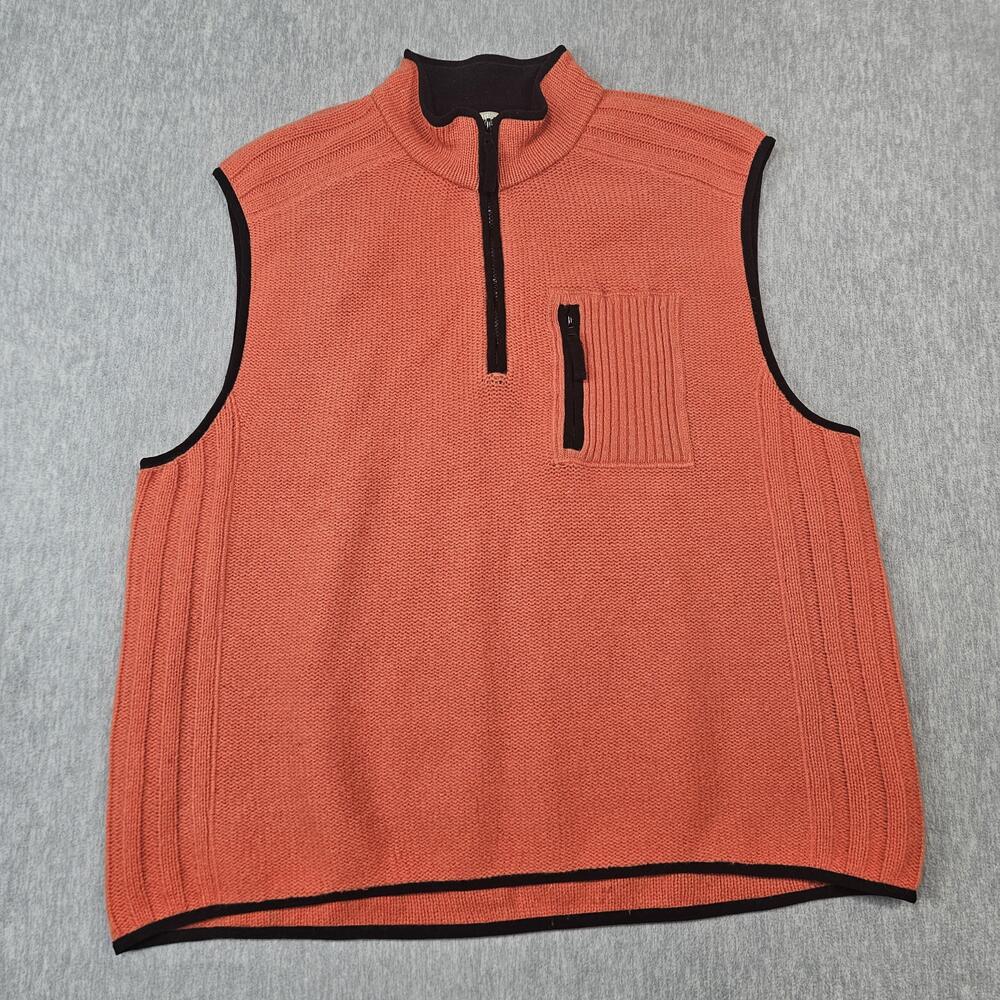 The Territory Ahead Sweater Vest Mens 2XL Orange Lambswool 1/4 Zip